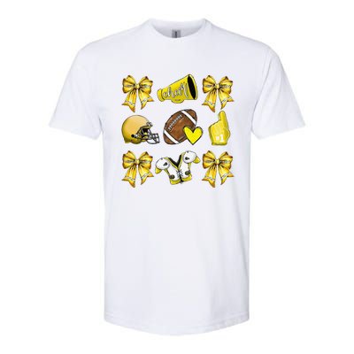 Funny Yellow Cheer Coquette Football Mom Women Girl Gift Softstyle CVC T-Shirt