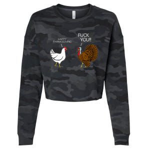 Fuck You Chicken Turkey Month Joke Humor Funny Thanksgiving Cropped Pullover Crew