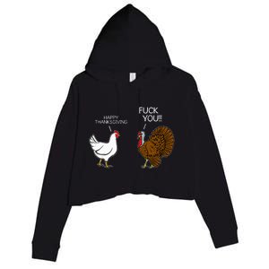 Fuck You Chicken Turkey Month Joke Humor Funny Thanksgiving Crop Fleece Hoodie