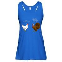 Fuck You Chicken Turkey Month Joke Humor Funny Thanksgiving Ladies Essential Flowy Tank