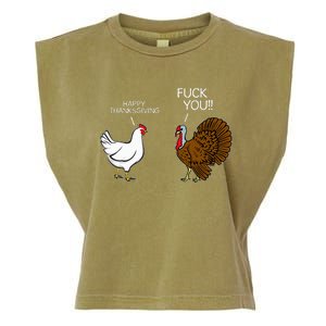 Fuck You Chicken Turkey Month Joke Humor Funny Thanksgiving Garment-Dyed Women's Muscle Tee