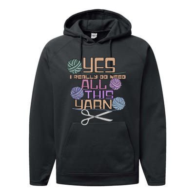 Funny Yarn Crafting Saying Knitting Crochet TShirt Performance Fleece Hoodie