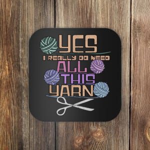 Funny Yarn Crafting Saying Knitting Crochet TShirt Coaster