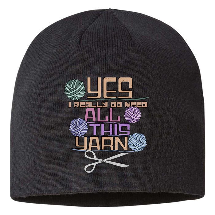 Funny Yarn Crafting Saying Knitting Crochet TShirt Sustainable Beanie