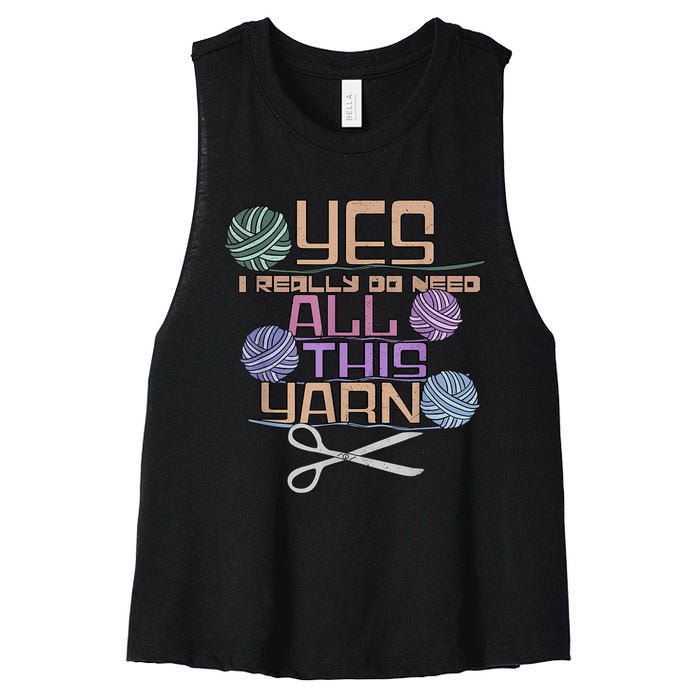 Funny Yarn Crafting Saying Knitting Crochet TShirt Women's Racerback Cropped Tank