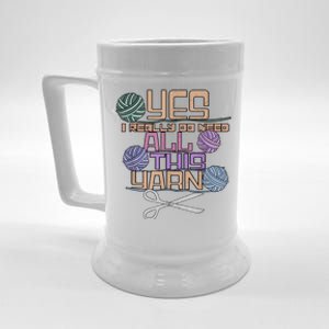 Funny Yarn Crafting Saying Knitting Crochet TShirt Beer Stein