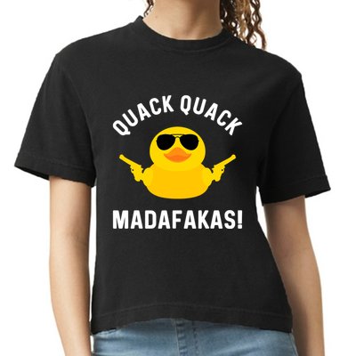 Funny Yellow Crazy Rubber Duck Madafakas Quack Quack Comfort Colors Boxy T-Shirt