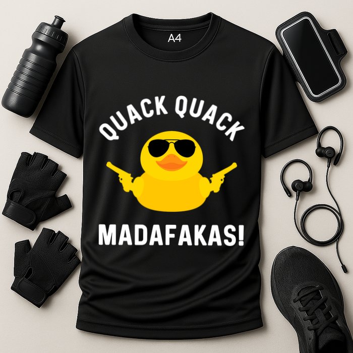 Funny Yellow Crazy Rubber Duck Madafakas Quack Quack Cooling Performance Crew T-Shirt