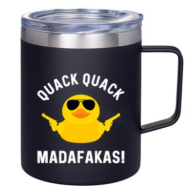 Funny Yellow Crazy Rubber Duck Madafakas Quack Quack 12oz Stainless Steel Coffee Mug