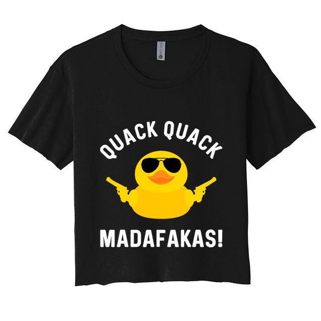 Funny Yellow Crazy Rubber Duck Madafakas Quack Quack Women's Crop Top Tee