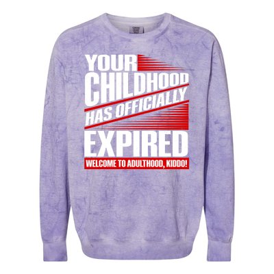 Funny Your Childhood Has Officially Expired Happy Birthday Colorblast Crewneck Sweatshirt