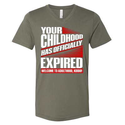 Funny Your Childhood Has Officially Expired Happy Birthday V-Neck T-Shirt