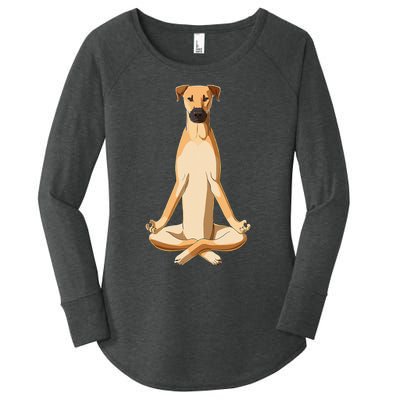 Funny Yoga Dog Black Mouth Cur Women's Perfect Tri Tunic Long Sleeve Shirt