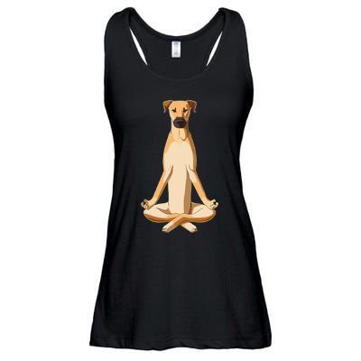 Funny Yoga Dog Black Mouth Cur Ladies Essential Flowy Tank