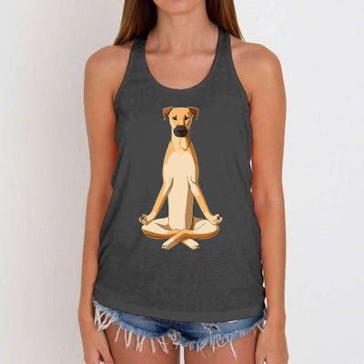 Funny Yoga Dog Black Mouth Cur Women's Knotted Racerback Tank