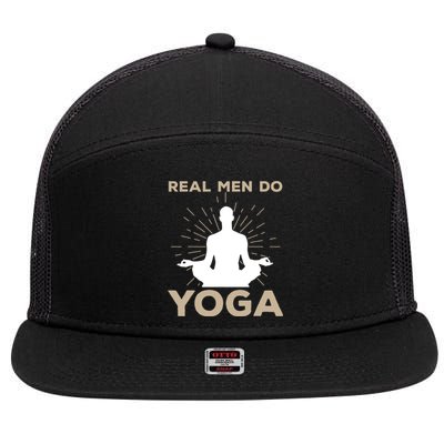 Funny Yoga Design For Men Boy Yoga Pose Meditation Lovers 7 Panel Mesh Trucker Snapback Hat