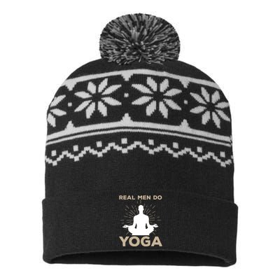 Funny Yoga Design For Men Boy Yoga Pose Meditation Lovers USA-Made Snowflake Beanie