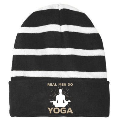 Funny Yoga Design For Men Boy Yoga Pose Meditation Lovers Striped Beanie with Solid Band