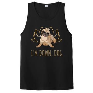 Funny Yoga Dog Pun Im Down Dog Spiritual Namaste Pug Lover Gift PosiCharge Competitor Tank