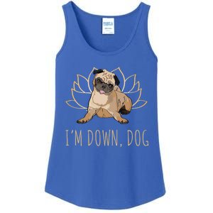 Funny Yoga Dog Pun Im Down Dog Spiritual Namaste Pug Lover Gift Ladies Essential Tank