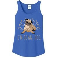 Funny Yoga Dog Pun Im Down Dog Spiritual Namaste Pug Lover Gift Ladies Essential Tank