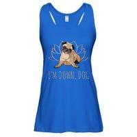 Funny Yoga Dog Pun Im Down Dog Spiritual Namaste Pug Lover Gift Ladies Essential Flowy Tank