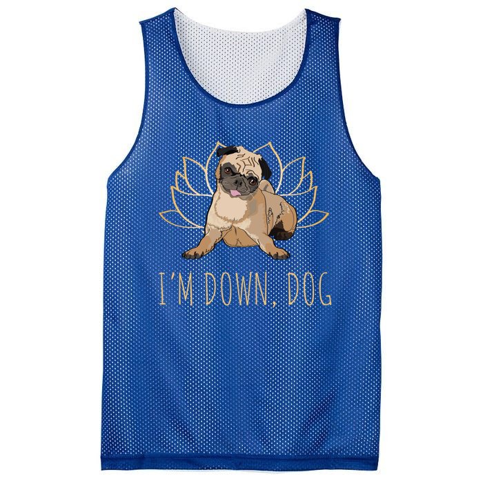 Funny Yoga Dog Pun Im Down Dog Spiritual Namaste Pug Lover Gift Mesh Reversible Basketball Jersey Tank