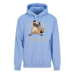 Funny Yoga Dog Pun Im Down Dog Spiritual Namaste Pug Lover Gift Unisex Surf Hoodie