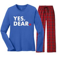 Funny Yes Dear Heart Valentines Day Husband Wife Gift Women's Long Sleeve Flannel Pajama Set 