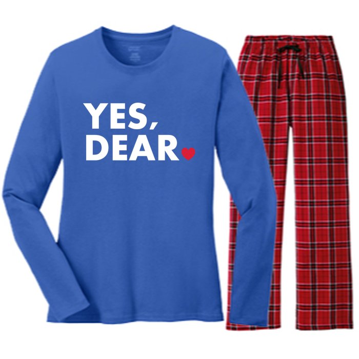 Funny Yes Dear Heart Valentines Day Husband Wife Gift Women's Long Sleeve Flannel Pajama Set 