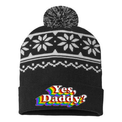 Funny Yes Daddy Retro Naughty Daddy's Girl USA-Made Snowflake Beanie