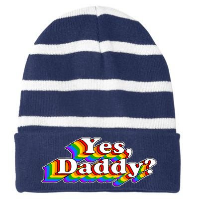 Funny Yes Daddy Retro Naughty Daddy's Girl Striped Beanie with Solid Band