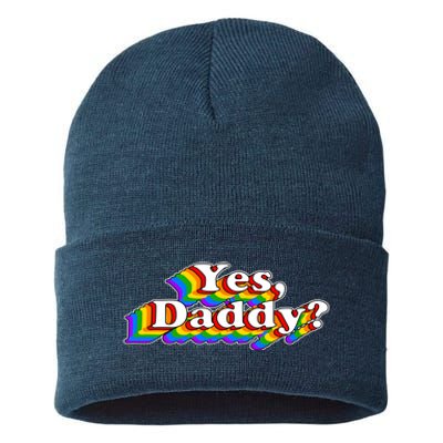 Funny Yes Daddy Retro Naughty Daddy's Girl Sustainable Knit Beanie