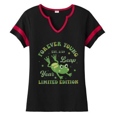 Forever Young Est 2 29 Leap Year Limited Edition Ladies Halftime Notch Neck Tee