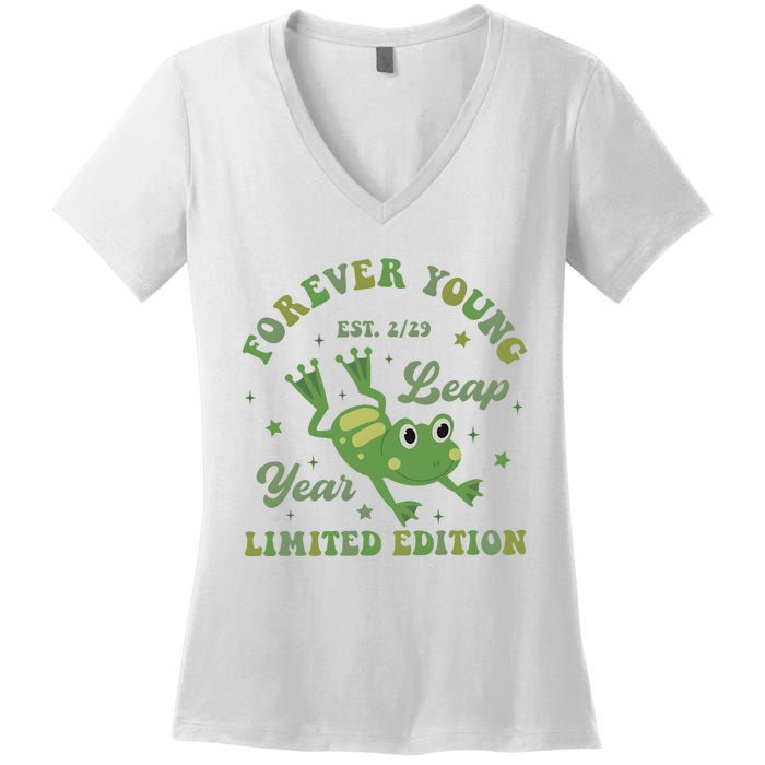 Forever Young Est 2 29 Leap Year Limited Edition Women's V-Neck T-Shirt