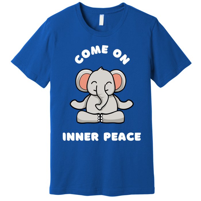 Funny Yoga Elephant Come On Inner Peace Meditating Animals Gift Premium T-Shirt