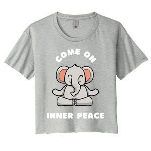 Funny Yoga Elephant Come On Inner Peace Meditating Animals Gift Women's Crop Top Tee