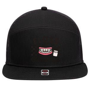 Floss Your Fangs Dental Crew Halloween 7 Panel Mesh Trucker Snapback Hat