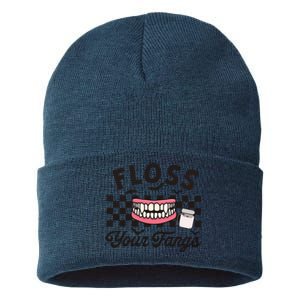 Floss Your Fangs Dental Crew Halloween Sustainable Knit Beanie