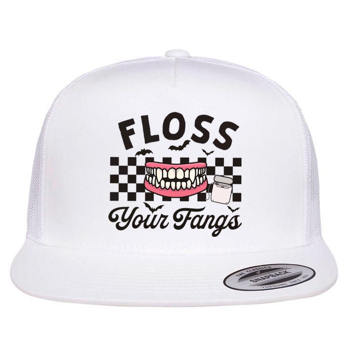 Floss Your Fangs Dental Crew Halloween Flat Bill Trucker Hat