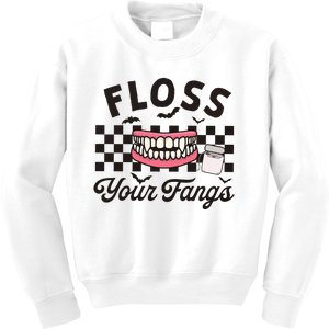 Floss Your Fangs Dental Crew Halloween Kids Sweatshirt