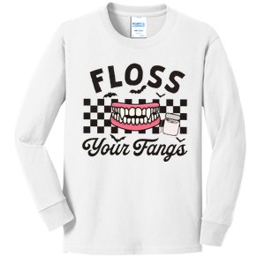 Floss Your Fangs Dental Crew Halloween Kids Long Sleeve Shirt