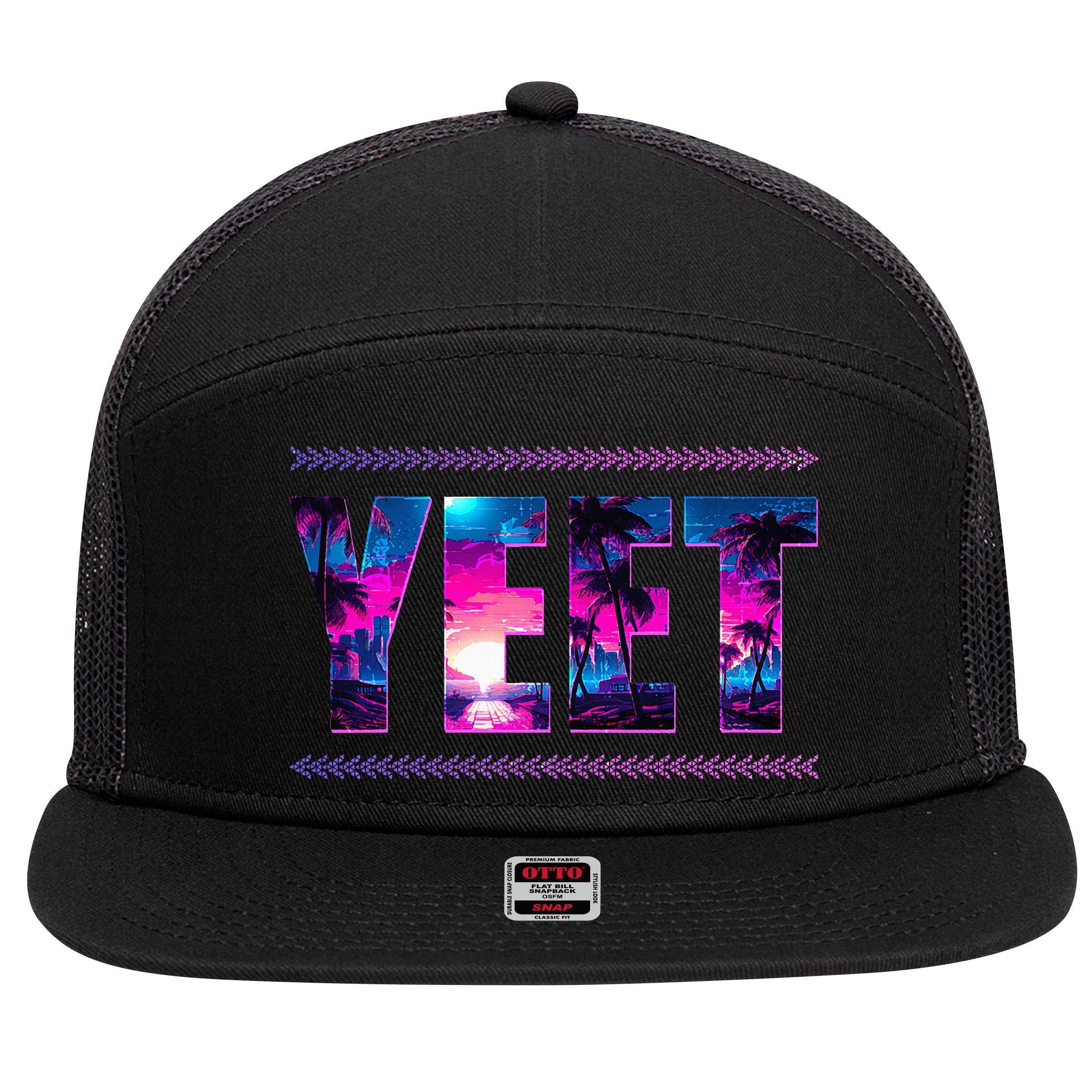 Funny Yeet 7 Panel Mesh Trucker Snapback Hat