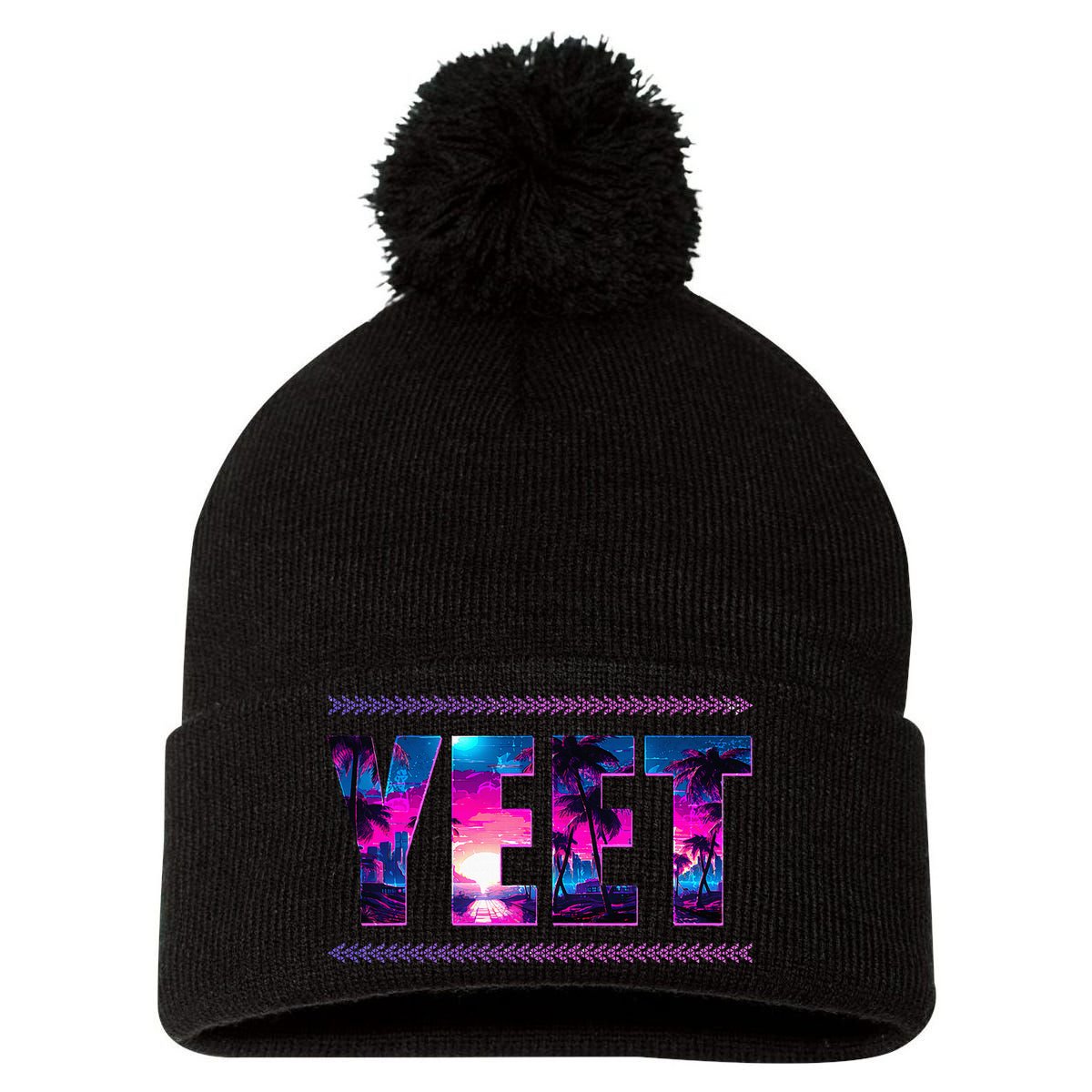 Funny Yeet Pom Pom 12in Knit Beanie