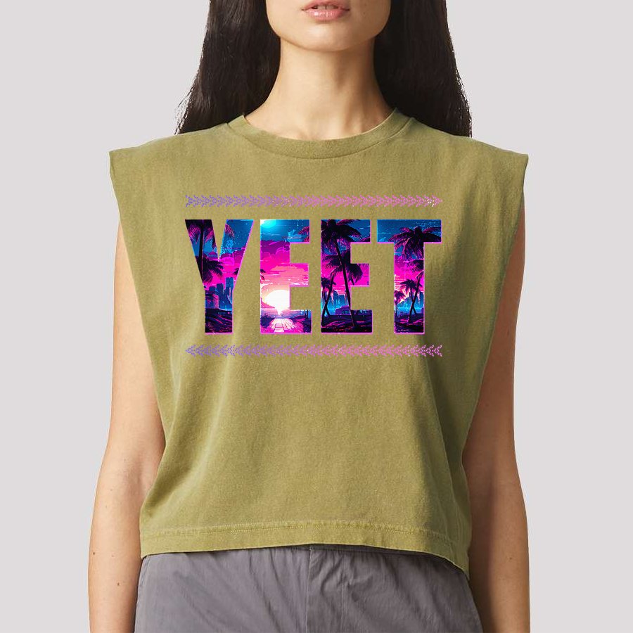 Funny Yeet Garment-Dyed Women's Muscle Tee
