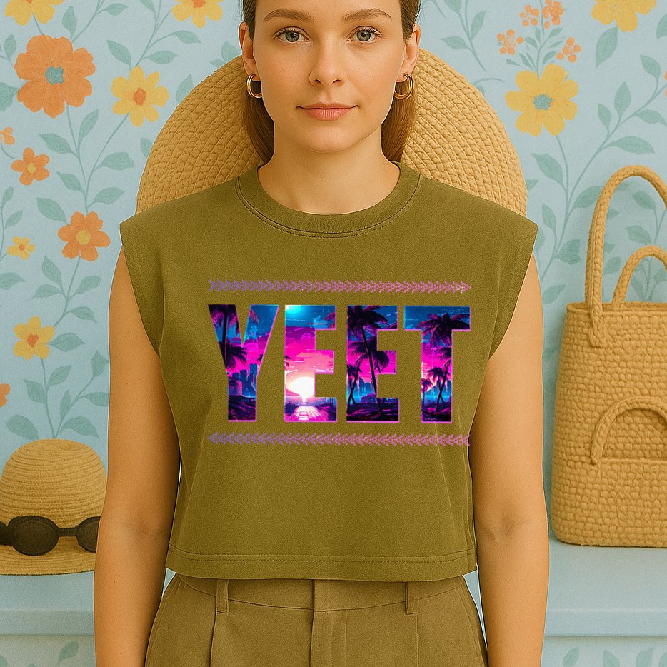 Funny Yeet Garment-Dyed Women's Muscle Tee