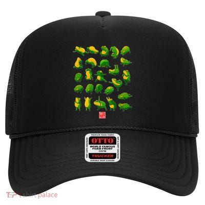 Funny Yoga Frog And Toad Meditation Japanese Art Graphic High Crown Mesh Back Trucker Hat