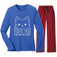 Fluff You Fluffin Fluff Cute Gift Funny Kitten Gift Great Gift Women's Long Sleeve Flannel Pajama Set 