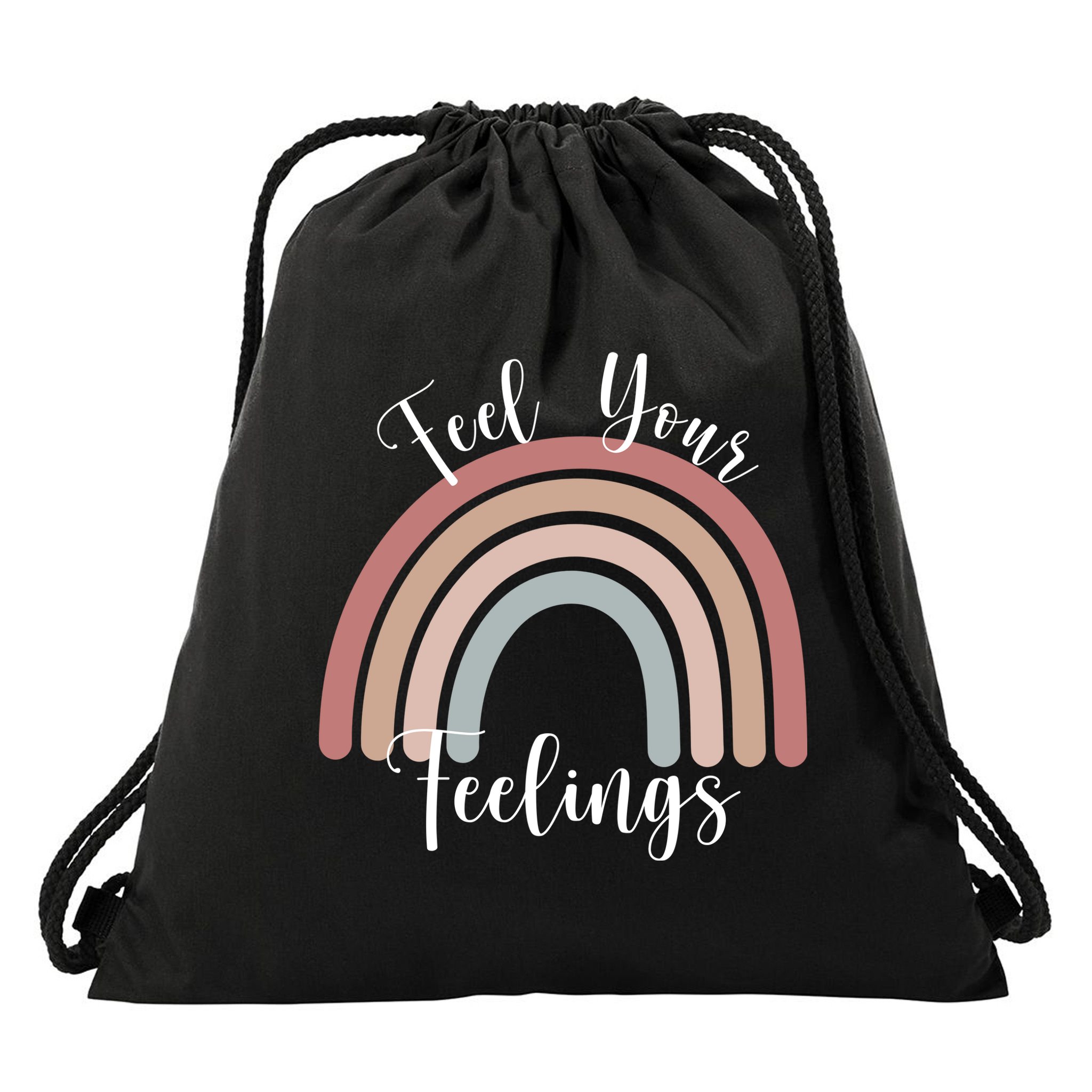 Feel Your Feelings Rainbow Drawstring Bag