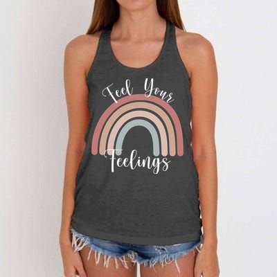 Feel Your Feelings Rainbow Women's Knotted Racerback Tank